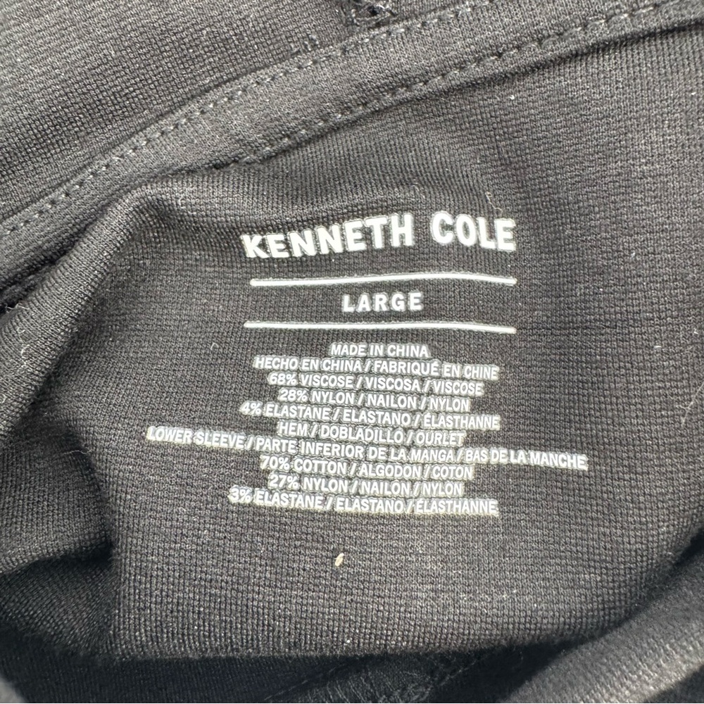 NWT Kenneth Cole Black Hooded Sweatshirt White Button Down Underneath Large - Picture 8 of 9